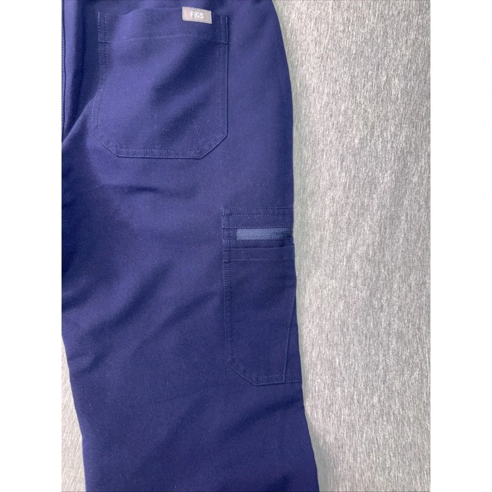 FIGS Technical Collection Scrub Pants Small Navy Blue Drawstring Cargo Medical S